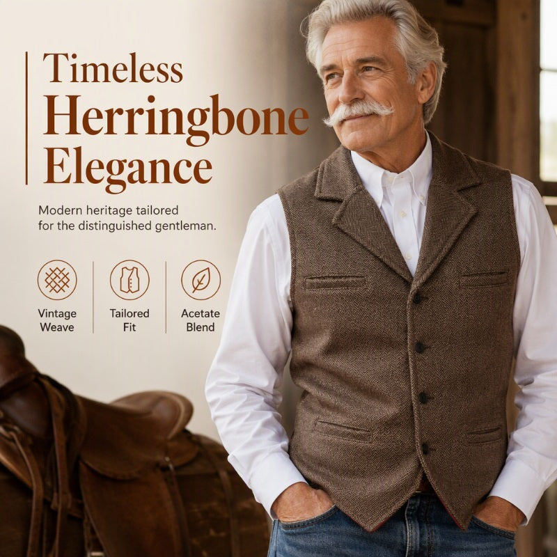 ✨Men's Vintage Lapel Herringbone Tweed Vest👔🐴