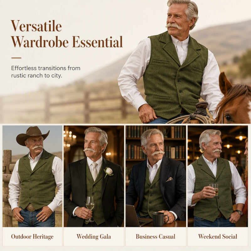 ✨Men's Vintage Lapel Herringbone Tweed Vest👔🐴