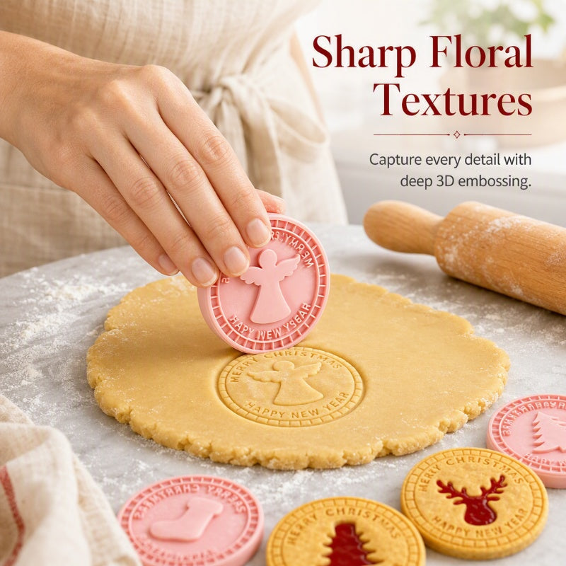 🎄🍪 3D Christmas Cookie Mould Set — 9 Festive Stamps for Holiday Baking