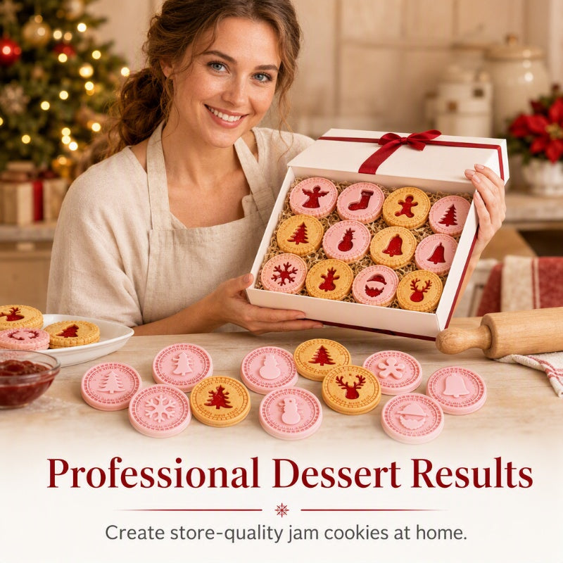 🎄🍪 3D Christmas Cookie Mould Set — 9 Festive Stamps for Holiday Baking