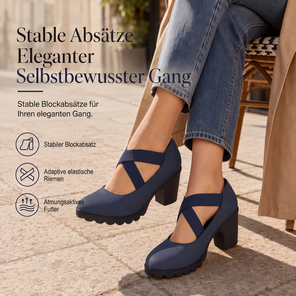 📢📢50% Off!!!🎉✨Women's high-heeled Mary Janes with round toe, criss-cross straps, block heel, platform, and cut-outs.