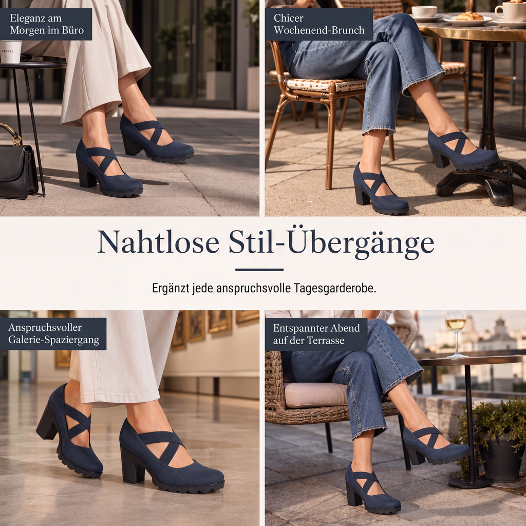 📢📢50% Off!!!🎉✨Women's high-heeled Mary Janes with round toe, criss-cross straps, block heel, platform, and cut-outs.
