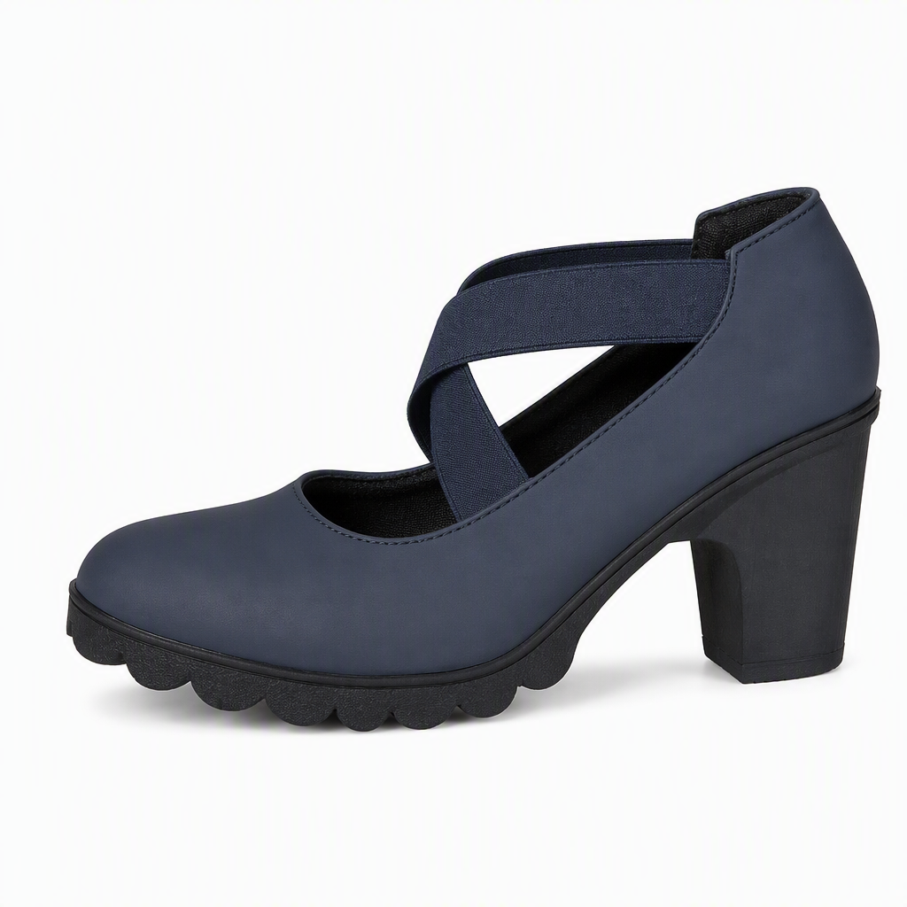 📢📢50% Off!!!🎉✨Women's high-heeled Mary Janes with round toe, criss-cross straps, block heel, platform, and cut-outs.