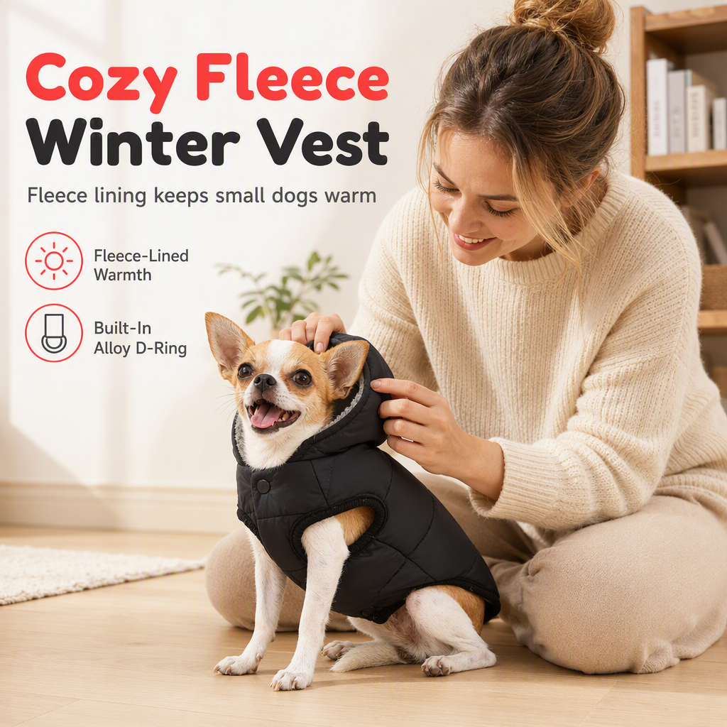 ⏳🔥LIMITED-TIME 50% OFF! ⏰🐕 Hooded Dog Coat – Fleece‑lined, windproof & built‑in harness 🧥✨