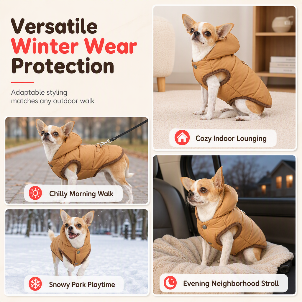 ⏳🔥LIMITED-TIME 50% OFF! ⏰🐕 Hooded Dog Coat – Fleece‑lined, windproof & built‑in harness 🧥✨