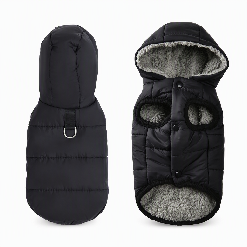 ⏳🔥LIMITED-TIME 50% OFF! ⏰🐕 Hooded Dog Coat – Fleece‑lined, windproof & built‑in harness 🧥✨