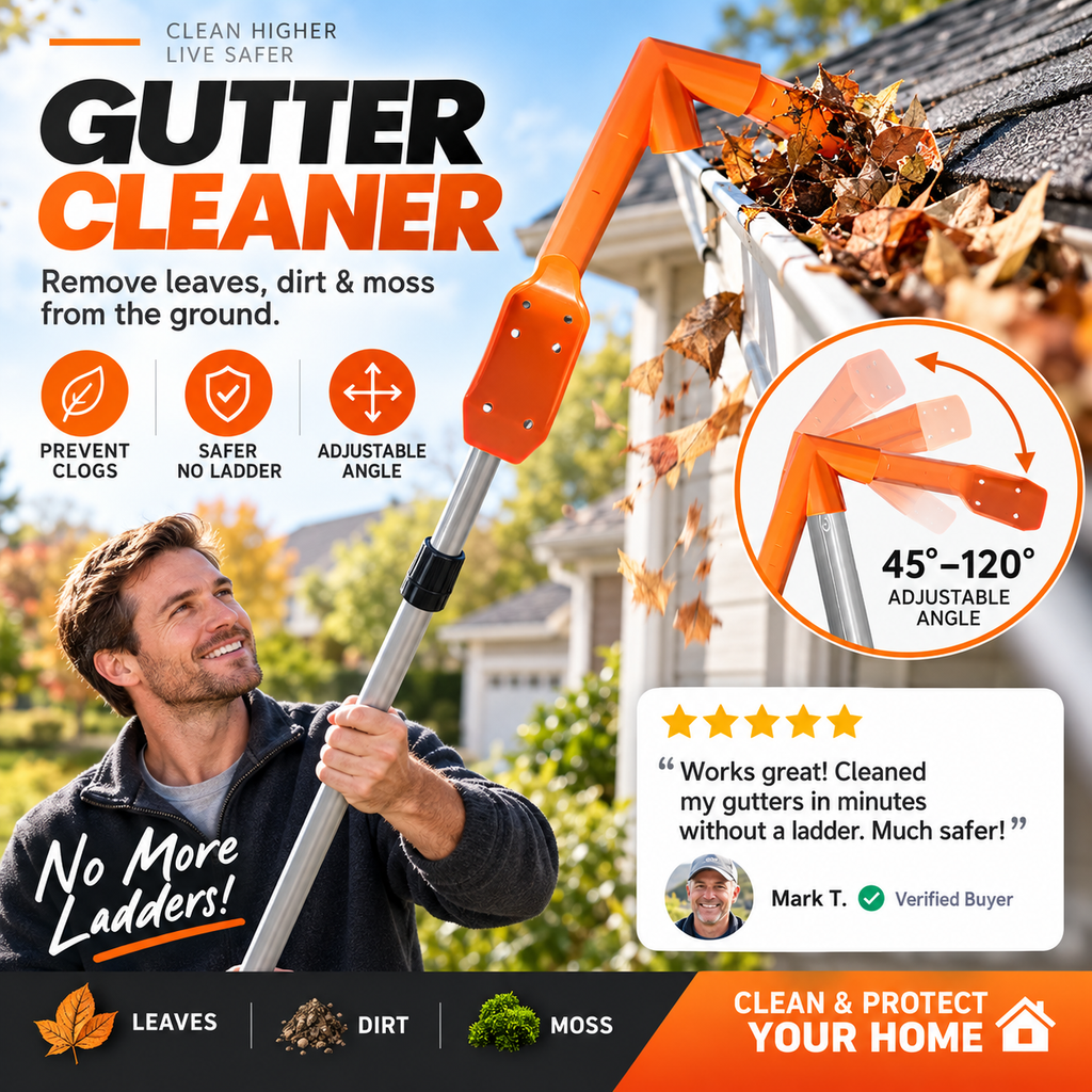 🍂 Ground-Level Gutter Cleaning Tool | Adjustable