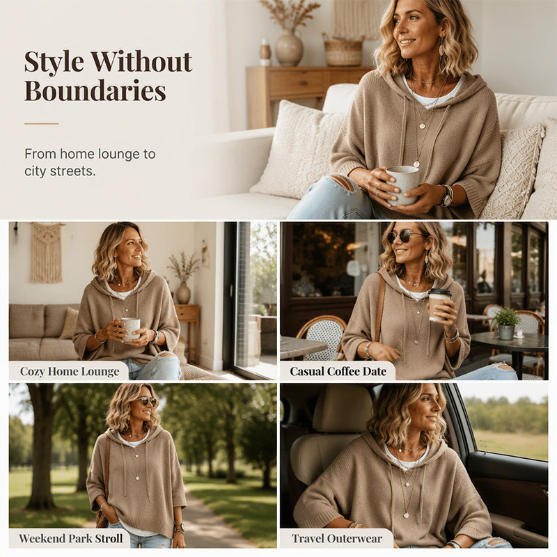 🍂Autumn Hot Sale 60% OFF🔥Women's Hooded Drawstring Knit Pullover