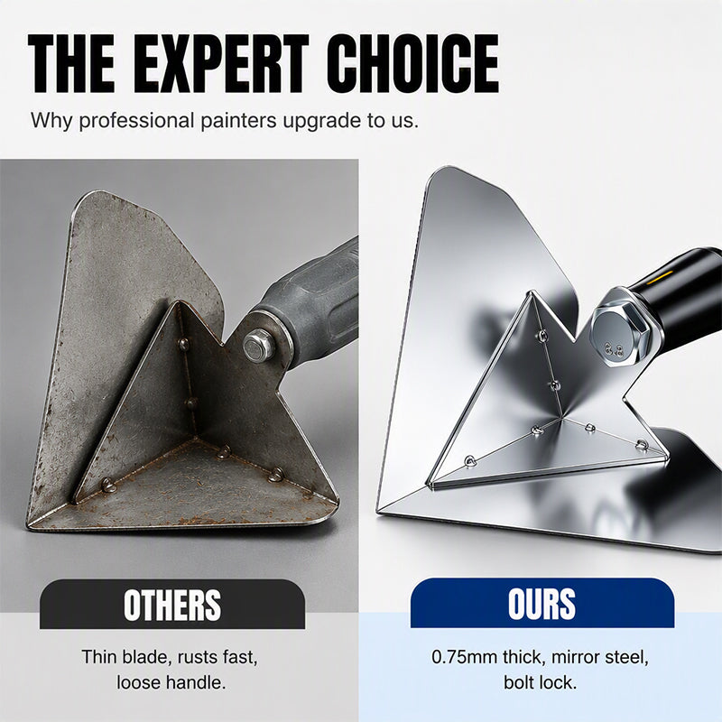🔧 Corner Trowel: Stainless Steel Blade, Ergonomic Grip, for Flawless Internal & External Corners