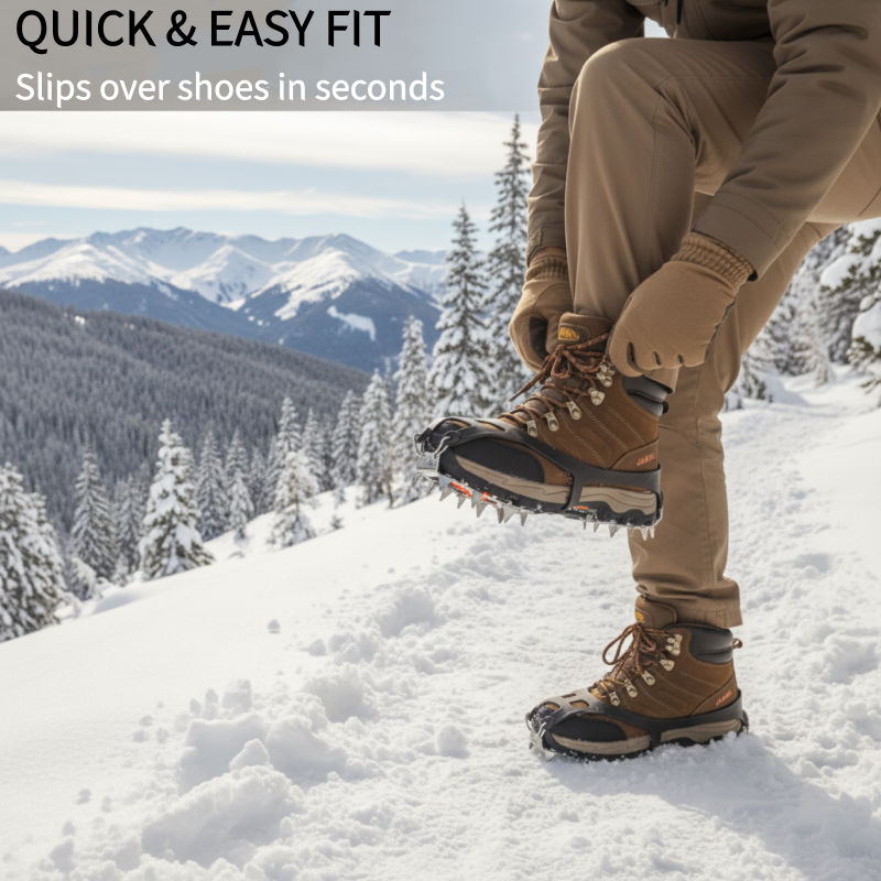 18 teeth, easy on/off & secure fit. Winter safety – grab yours! ✅