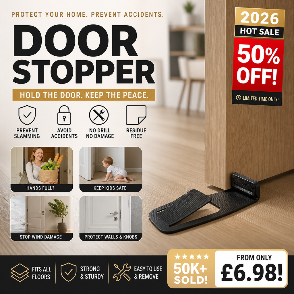 🚪🎁 50% OFF! Door Stopper Protector –  No-drill, residue-free & holds doors open. Safe & simple – stock up & save! 🏠✅